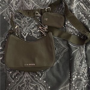 Steve Madden Olive Crossbody Bag with Chain Detail